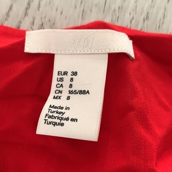 H&M Red Jacquard Weave Snake Faux Wrap Print Red‎ Long Dress Size 8 - Picture 12 of 15